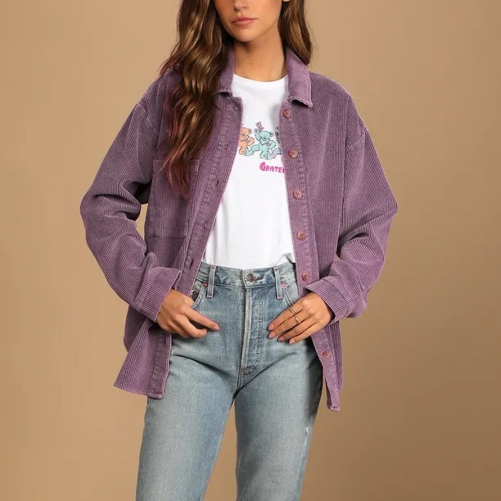 Purple Corduroy Button-Up Shacket